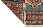 3x7 Light Blue and Red Kazak Tribal Runner