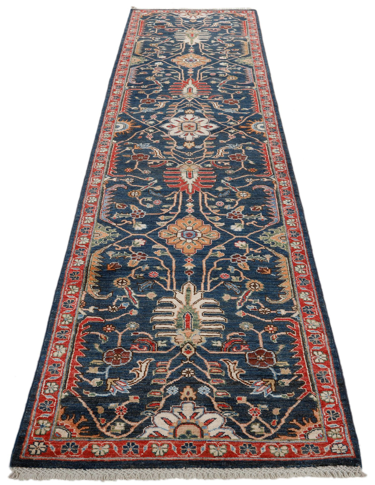 3x12 Navy and Red Anatolian Persian Runner