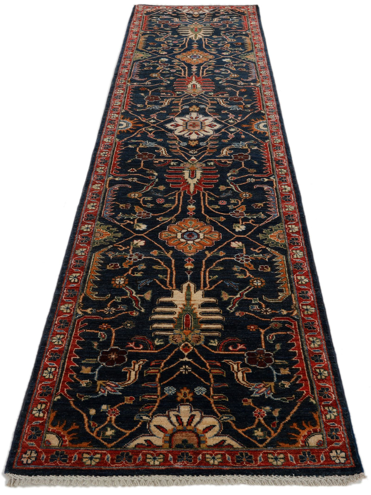 3x12 Navy and Red Anatolian Persian Runner