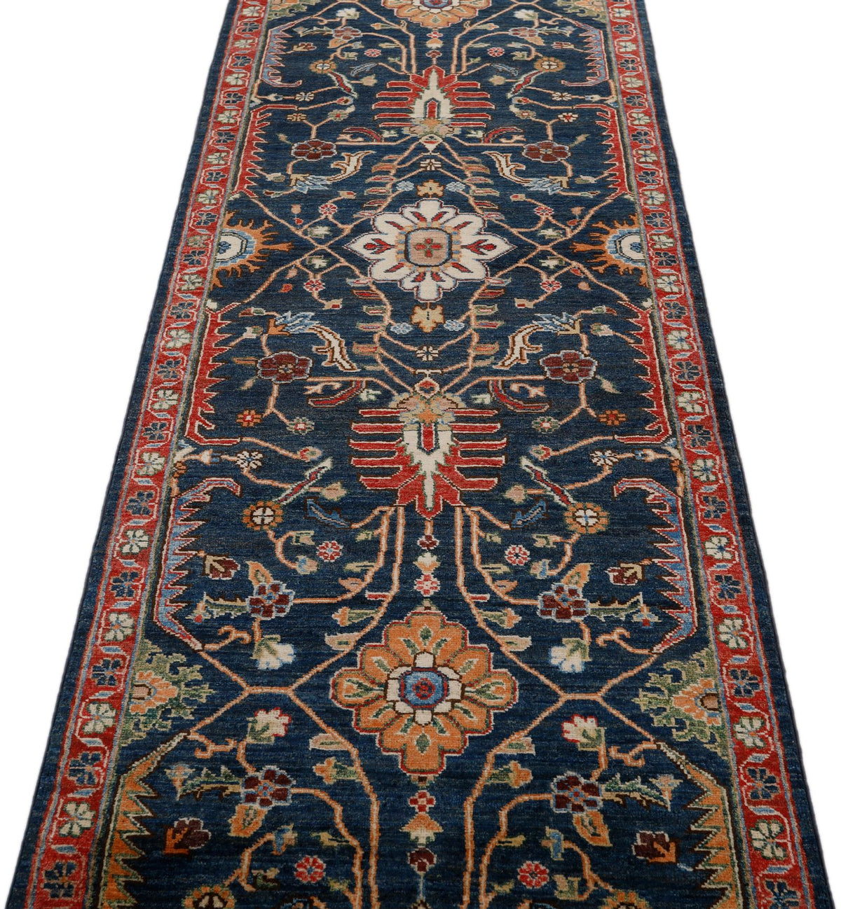 3x12 Navy and Red Anatolian Persian Runner