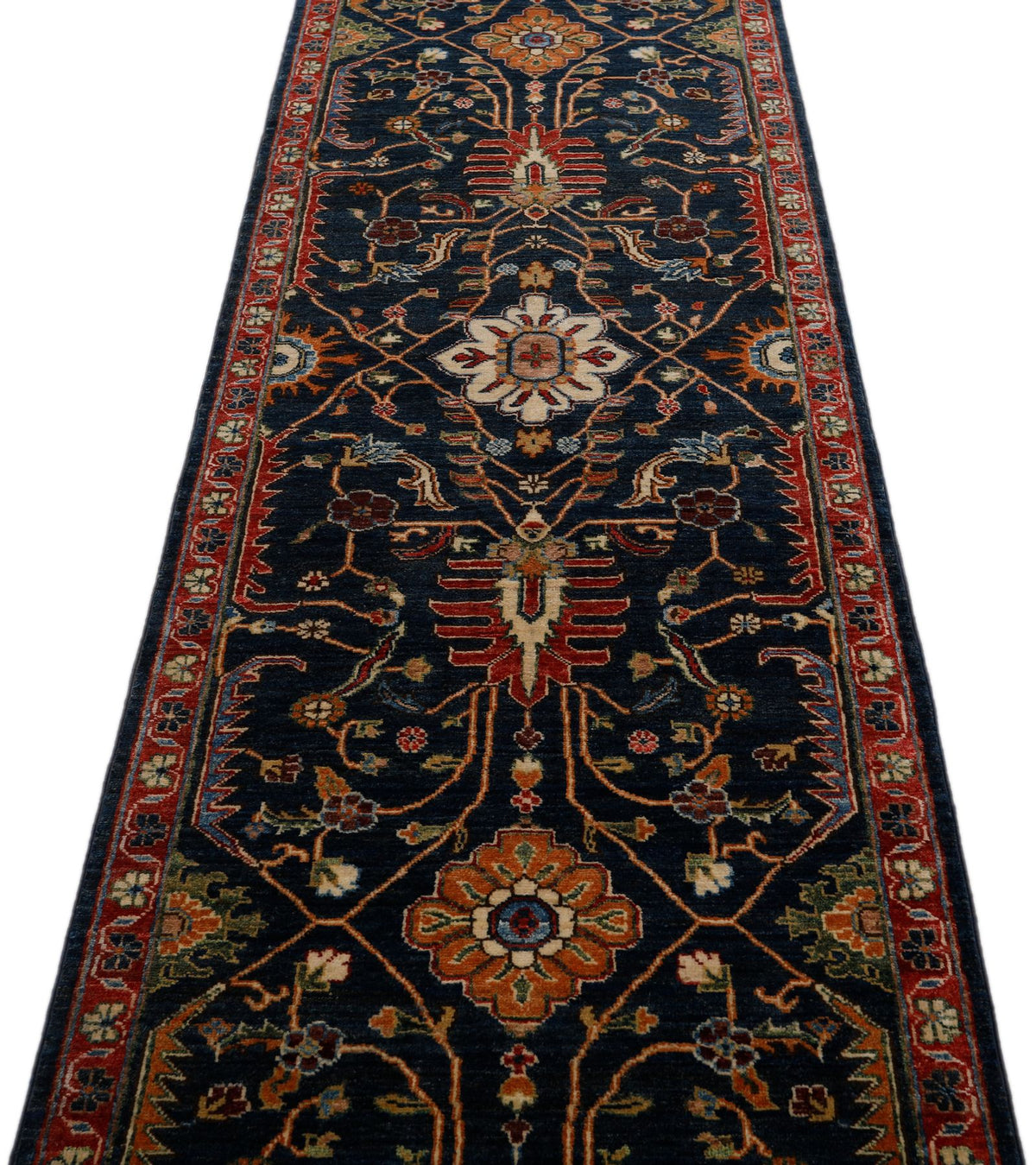 3x12 Navy and Red Anatolian Persian Runner