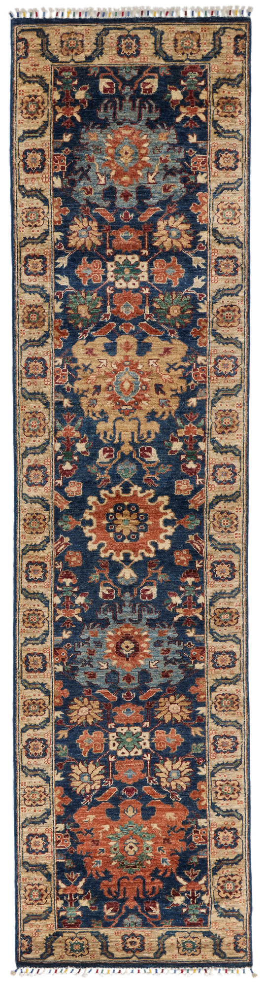 3x10 Navy and Ivory Anatolian Persian Runner