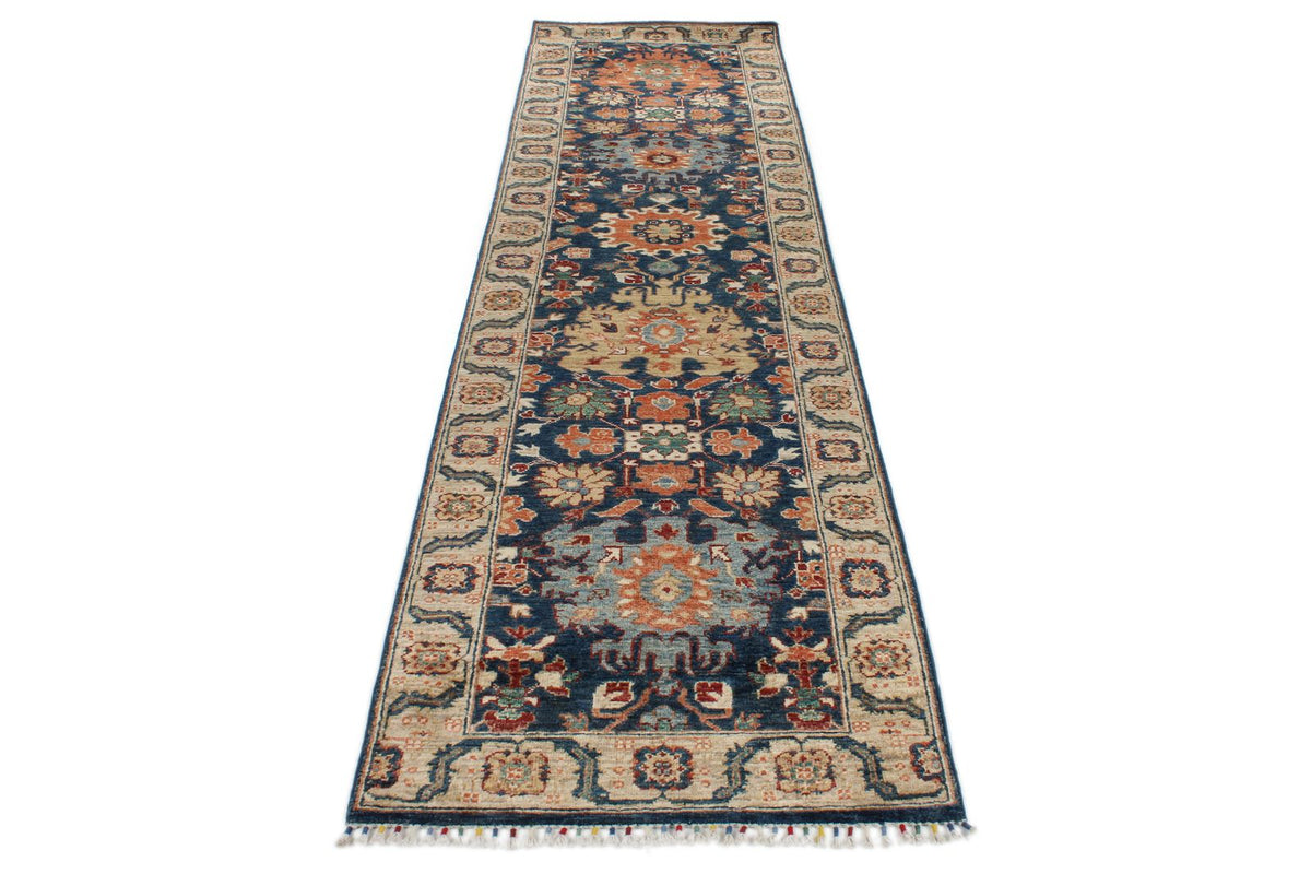 3x10 Navy and Ivory Anatolian Persian Runner