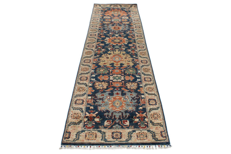 3x10 Navy and Ivory Anatolian Persian Runner