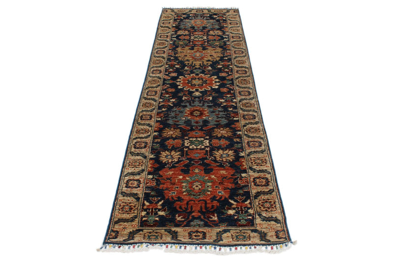 3x10 Navy and Ivory Anatolian Persian Runner