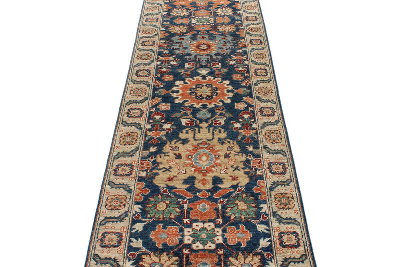 3x10 Navy and Ivory Anatolian Persian Runner