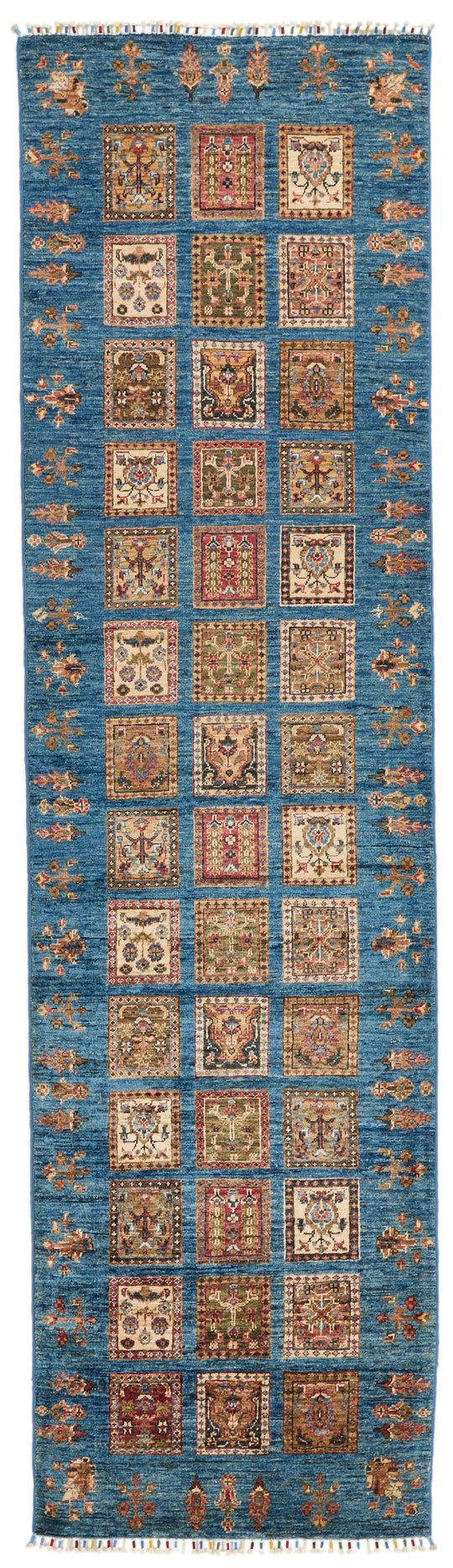3x10 Multicolor and Light Blue Turkish Persian Runner