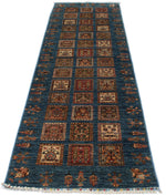 3x10 Multicolor and Light Blue Turkish Persian Runner