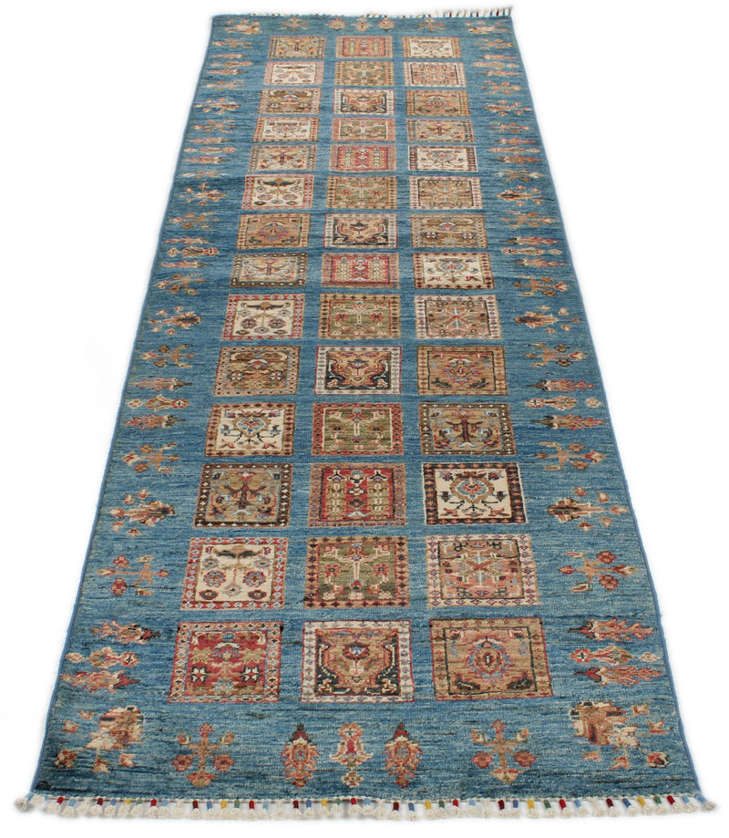 3x10 Multicolor and Light Blue Turkish Persian Runner