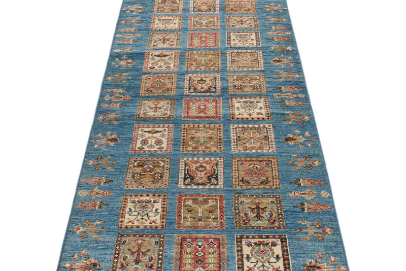 3x10 Multicolor and Light Blue Turkish Persian Runner