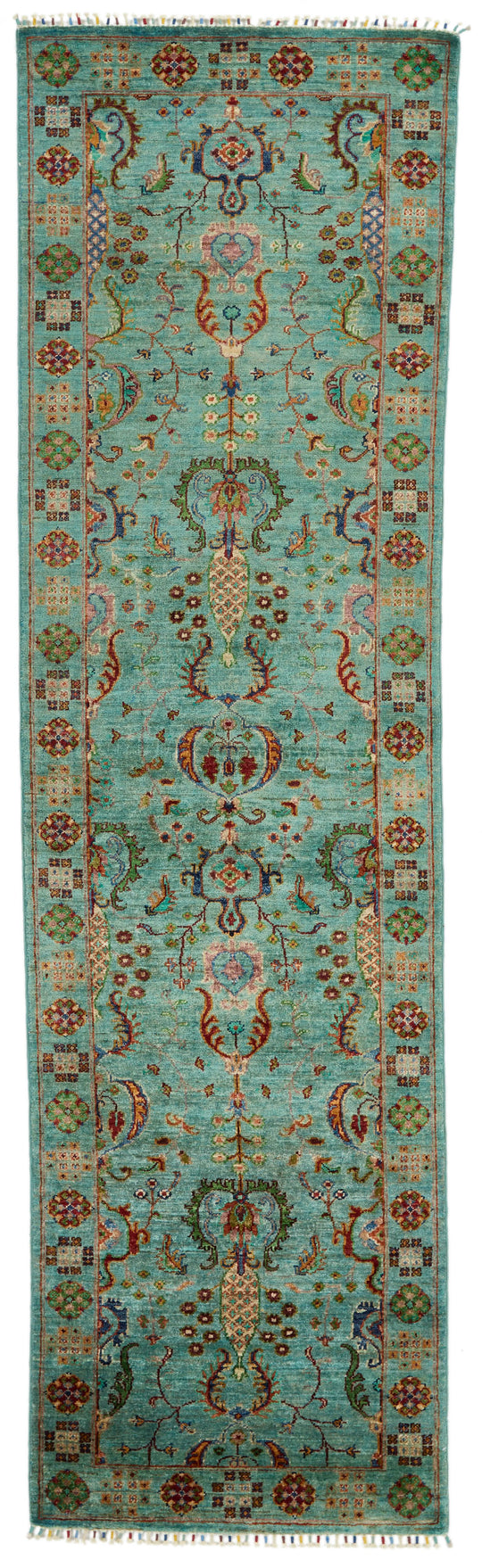3x10 Blue and Multicolor Turkish Tribal Runner