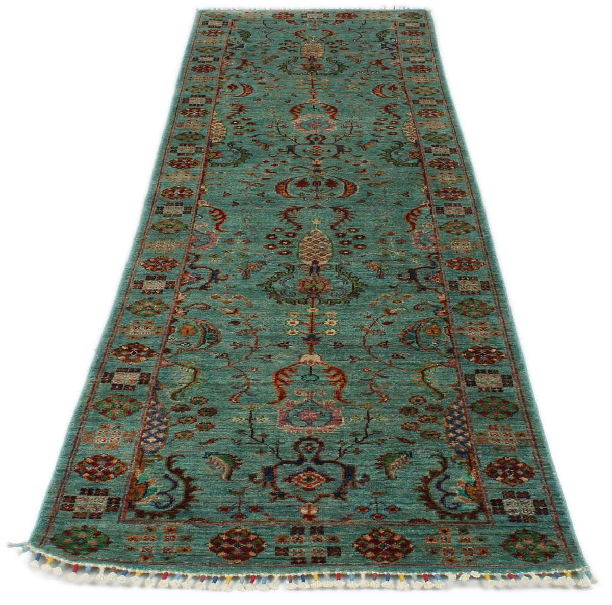 3x10 Blue and Multicolor Turkish Tribal Runner