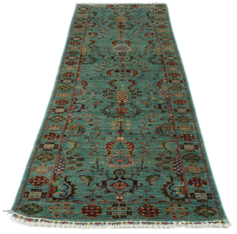 3x10 Blue and Multicolor Turkish Tribal Runner