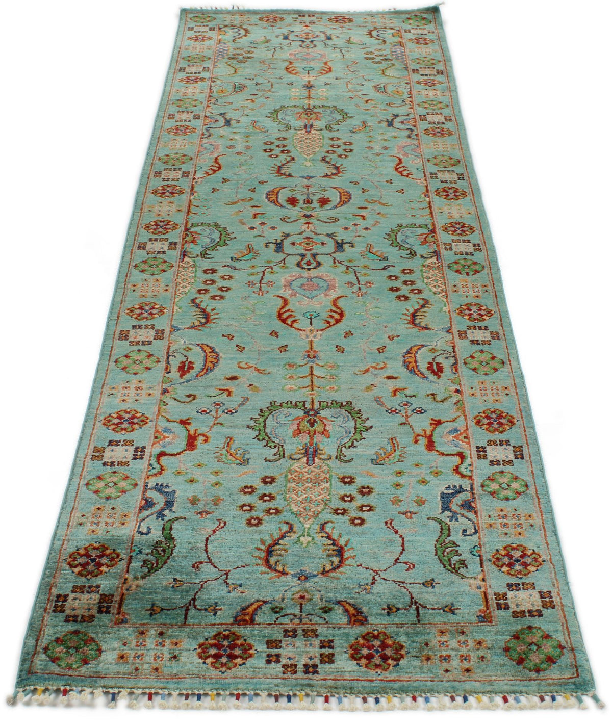 3x10 Blue and Multicolor Turkish Tribal Runner