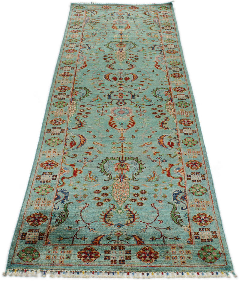 3x10 Blue and Multicolor Turkish Tribal Runner