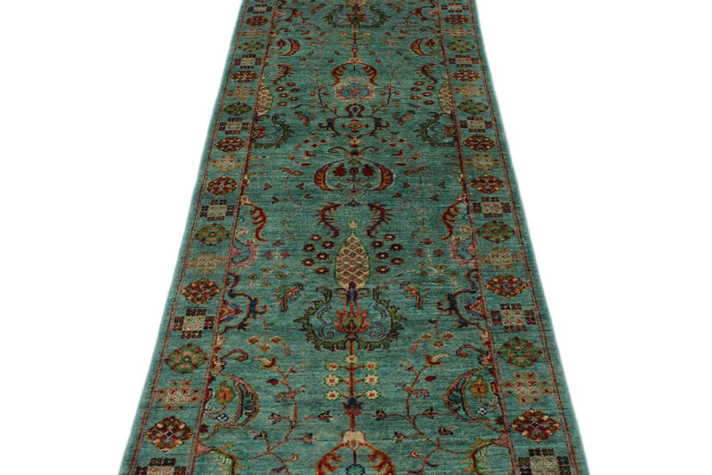 3x10 Blue and Multicolor Turkish Tribal Runner