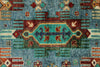 5x7 Light Blue and Multicolor Turkish Tribal Rug