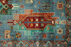 5x7 Light Blue and Multicolor Turkish Tribal Rug