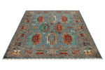 5x7 Light Blue and Multicolor Turkish Tribal Rug