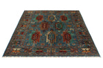 5x7 Light Blue and Multicolor Turkish Tribal Rug