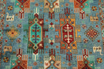 5x7 Light Blue and Multicolor Turkish Tribal Rug