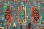 5x7 Light Blue and Multicolor Turkish Tribal Rug