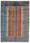 4x6 Multicolor and Light Blue Turkish Tribal Rug