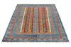 4x6 Multicolor and Light Blue Turkish Tribal Rug