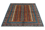 4x6 Multicolor and Light Blue Turkish Tribal Rug