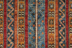 4x6 Multicolor and Light Blue Turkish Tribal Rug