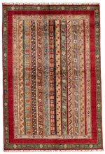 4x6 Multicolor and Red Turkish Tribal Rug