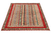 4x6 Multicolor and Red Turkish Tribal Rug