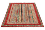 4x6 Multicolor and Red Turkish Tribal Rug