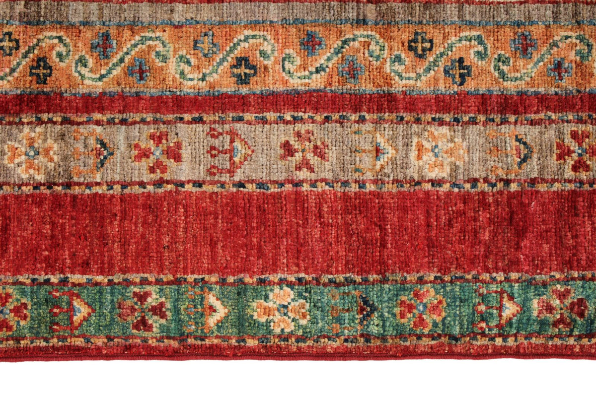 4x6 Multicolor and Red Turkish Tribal Rug