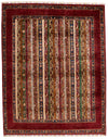 5x6 Multicolor and Red Turkish Tribal Rug