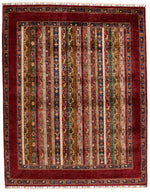 5x6 Multicolor and Red Turkish Tribal Rug