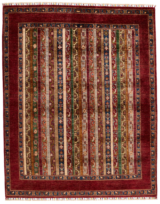 5x6 Multicolor and Red Turkish Tribal Rug