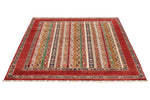 5x6 Multicolor and Red Turkish Tribal Rug