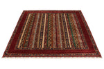 5x6 Multicolor and Red Turkish Tribal Rug
