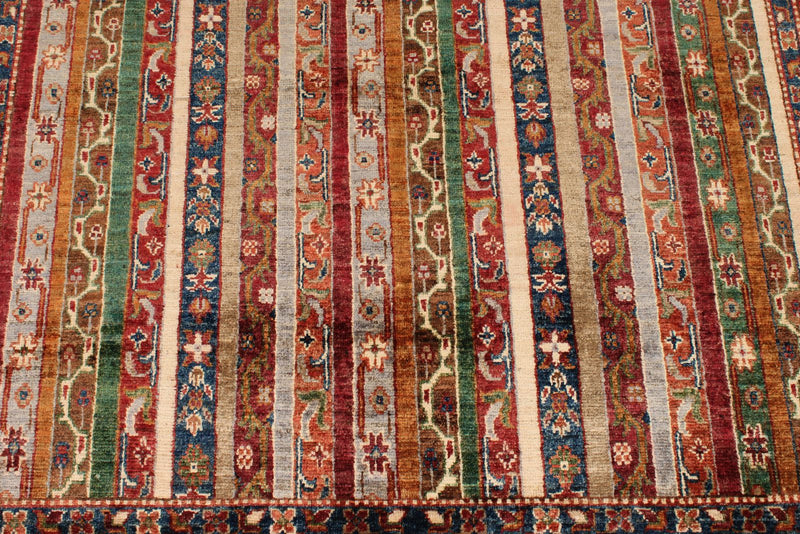 5x6 Multicolor and Red Turkish Tribal Rug