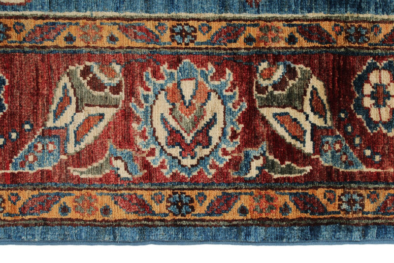 4x22 Navy and Red Kazak Tribal Runner