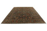 9x13 Brown and Multicolor Turkish Tribal Rug