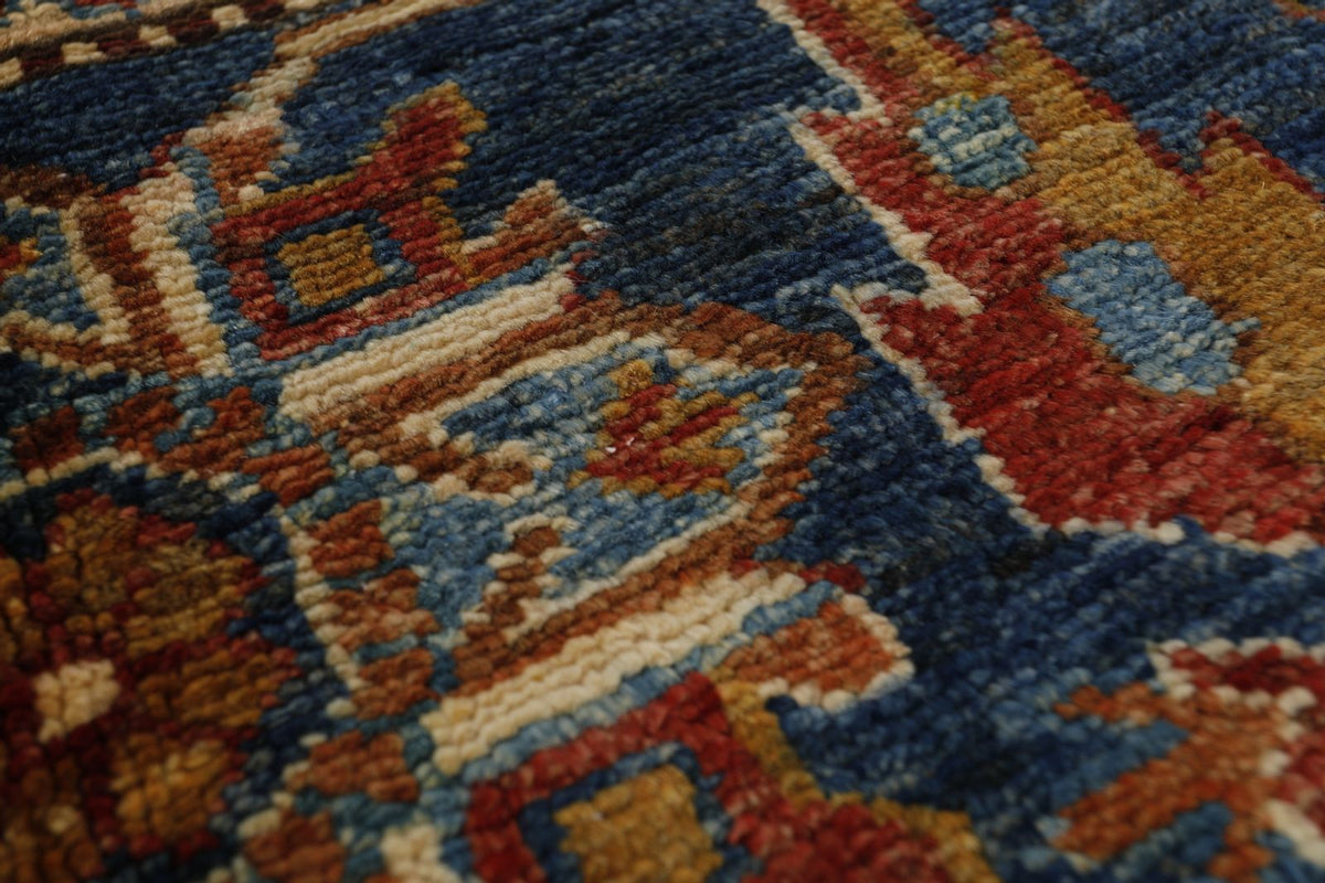 9x12 Light Green and Blue Kazak Tribal Rug