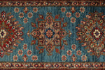 3x29 Light Blue and Red Kazak Tribal Runner