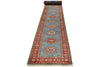 3x29 Light Blue and Red Kazak Tribal Runner