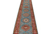 3x29 Light Blue and Red Kazak Tribal Runner