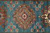 3x29 Light Blue and Red Kazak Tribal Runner