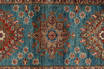 3x29 Light Blue and Red Kazak Tribal Runner