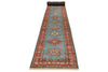 3x29 Light Blue and Red Kazak Tribal Runner