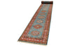 3x29 Light Blue and Red Kazak Tribal Runner